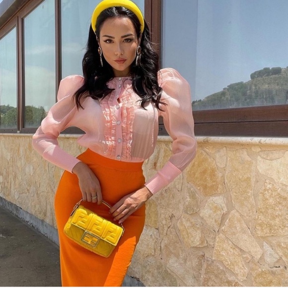 ZARA Knit Organza Jacket Pink - Picture 1 of 8